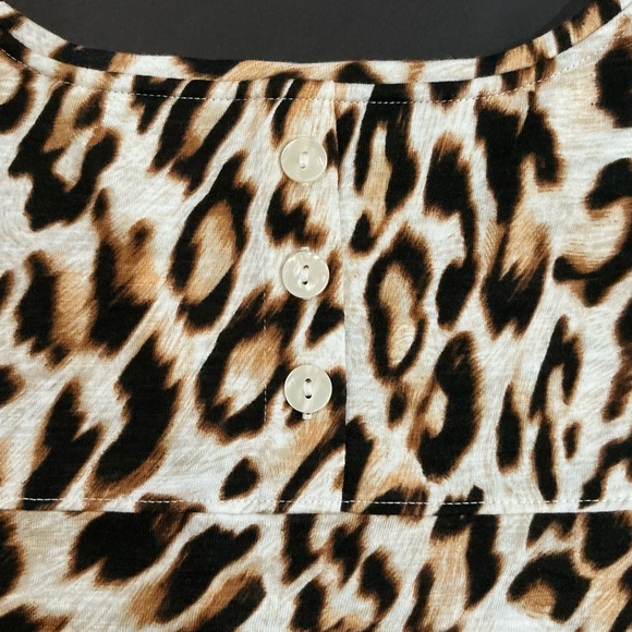 Chicos 2P Short Sleeve Top US Womens Petite L LP Cheetah Animal Print T Shirt - Picture 4 of 5